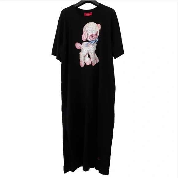 Vivienne Westwood Black T-Shirt Dress w/ Lamb L XL - Picture 1 of 7